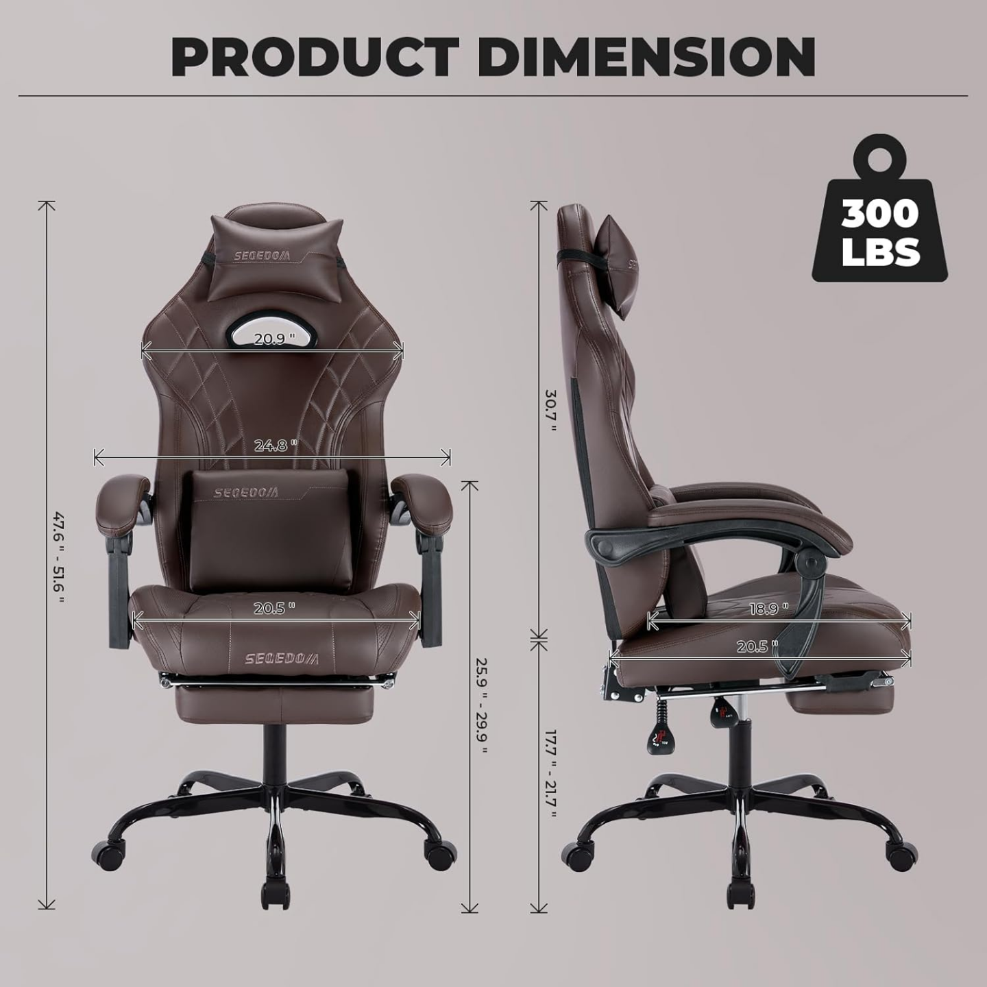 Gaming Chair with Footrest and Massage Lumbar Support - photo 3