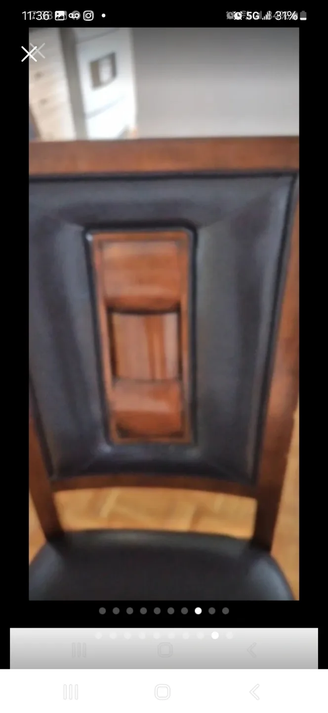 Dark Brown Wood Dining Table with 6 Chairs and Glass Top image indicator(8)