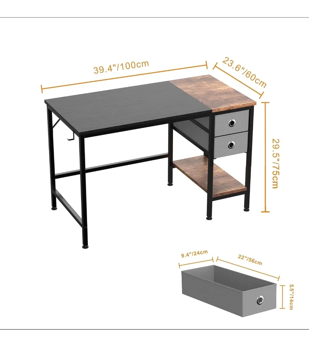 Computer Desk with Two Drawers and Shelf🏒🏒🏒 image indicator(2)
