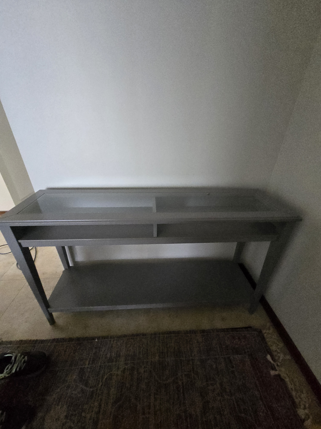 Free Grey Console Table with Glass Top