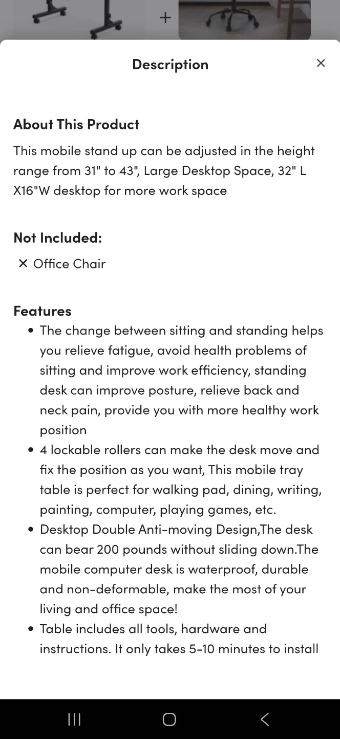 Black Mobile Standing Desk - Adjustable Height image indicator(4)