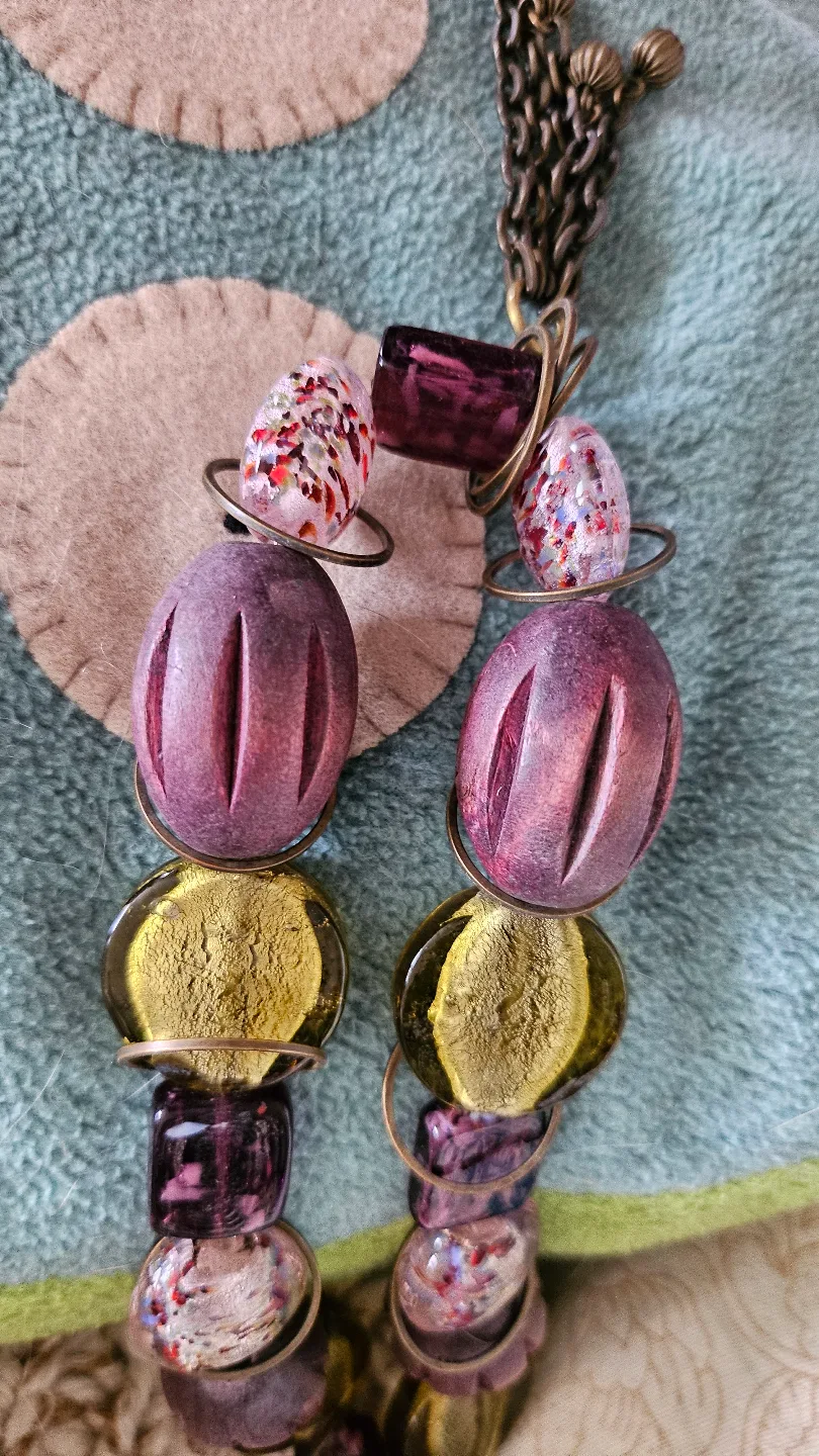 MAKE OFFER! Unique '70s Beaded Statement Necklace image indicator(2)