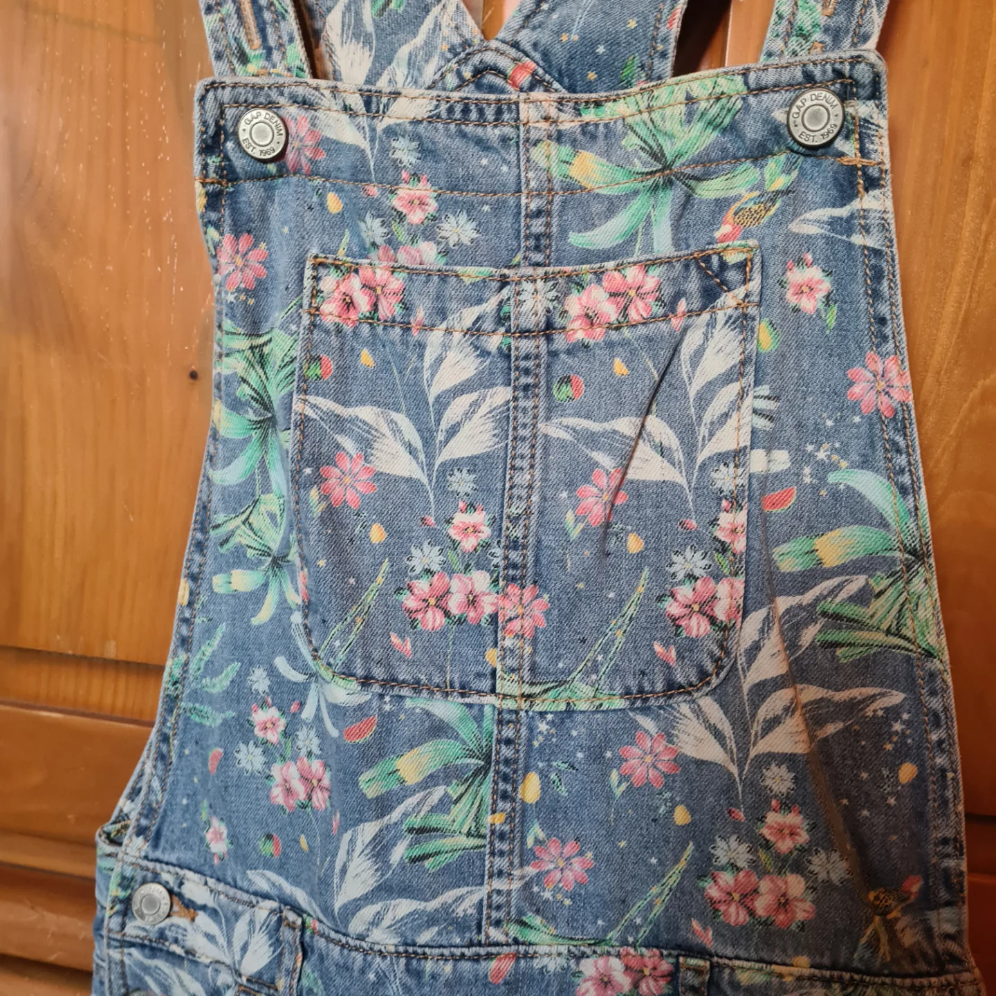 GAP - Girls' floral denim overalls🧡 image indicator(3)