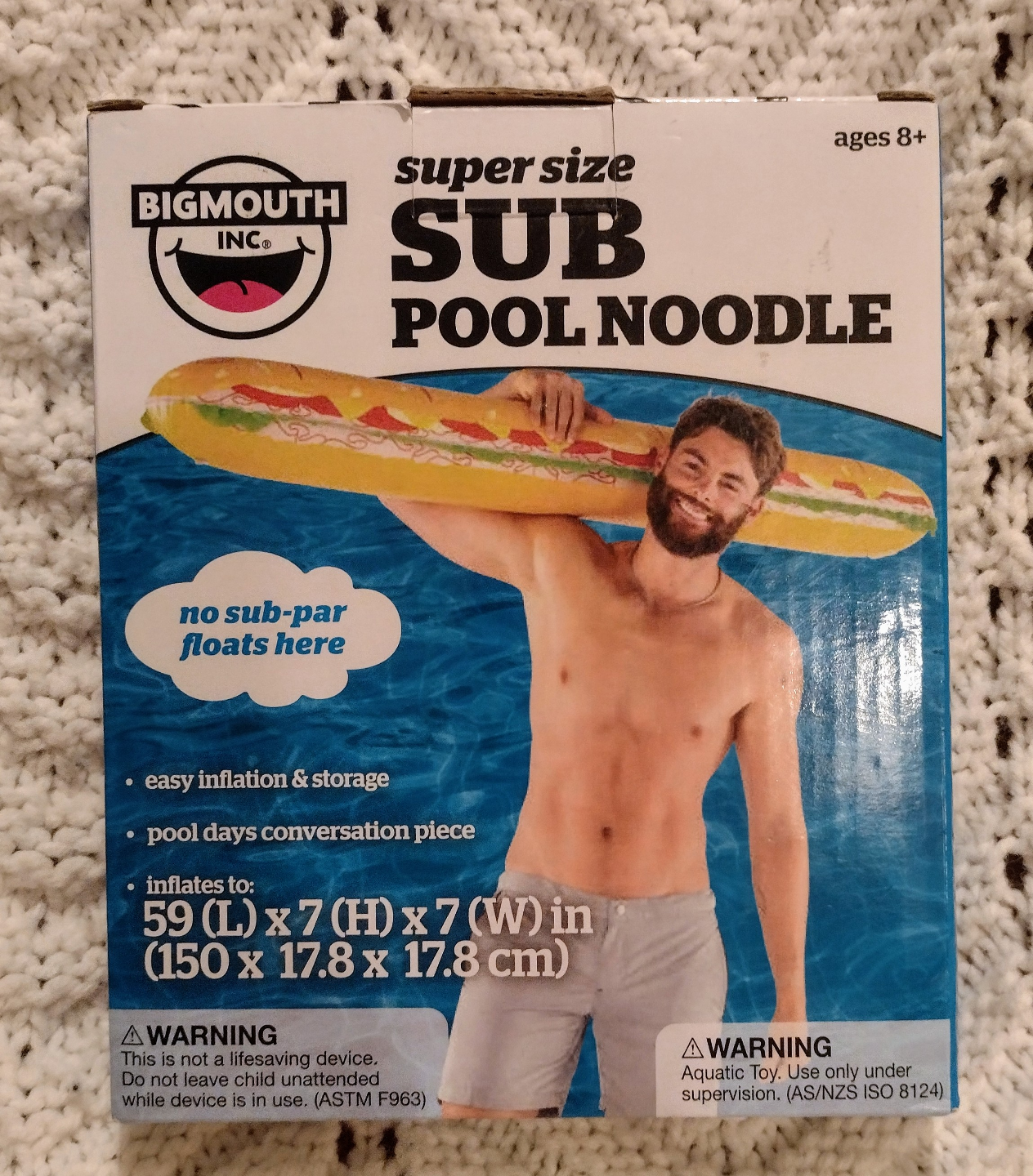 Inflatable Pool Noodle 5 Ft Sub Sandwich Novelty Pool Float - photo 2