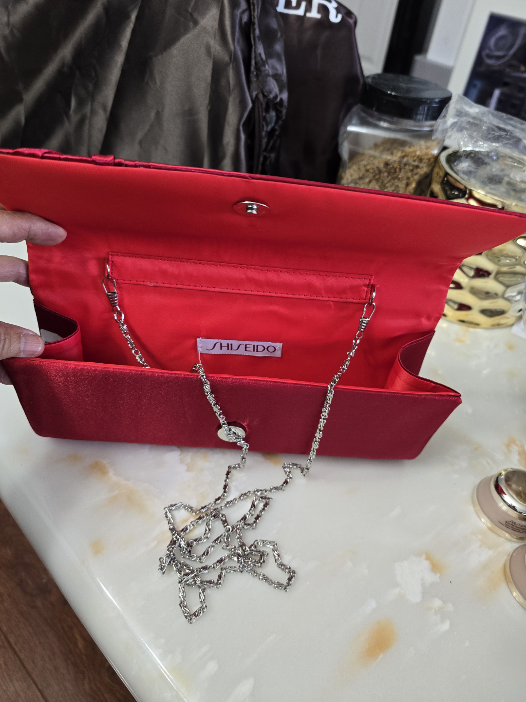 Shiseido Red Satin Evening Clutch - photo 2