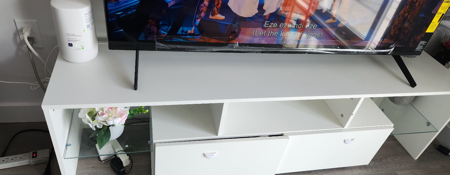 White TV Stand with Storage - photo 5