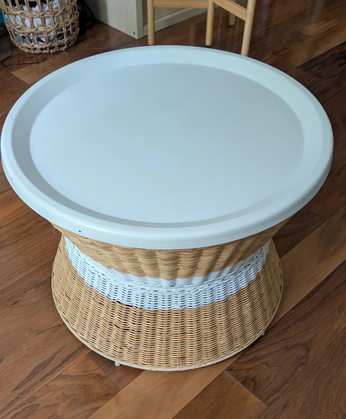 IKEA Wicker Coffee Table with White Top thumbnail