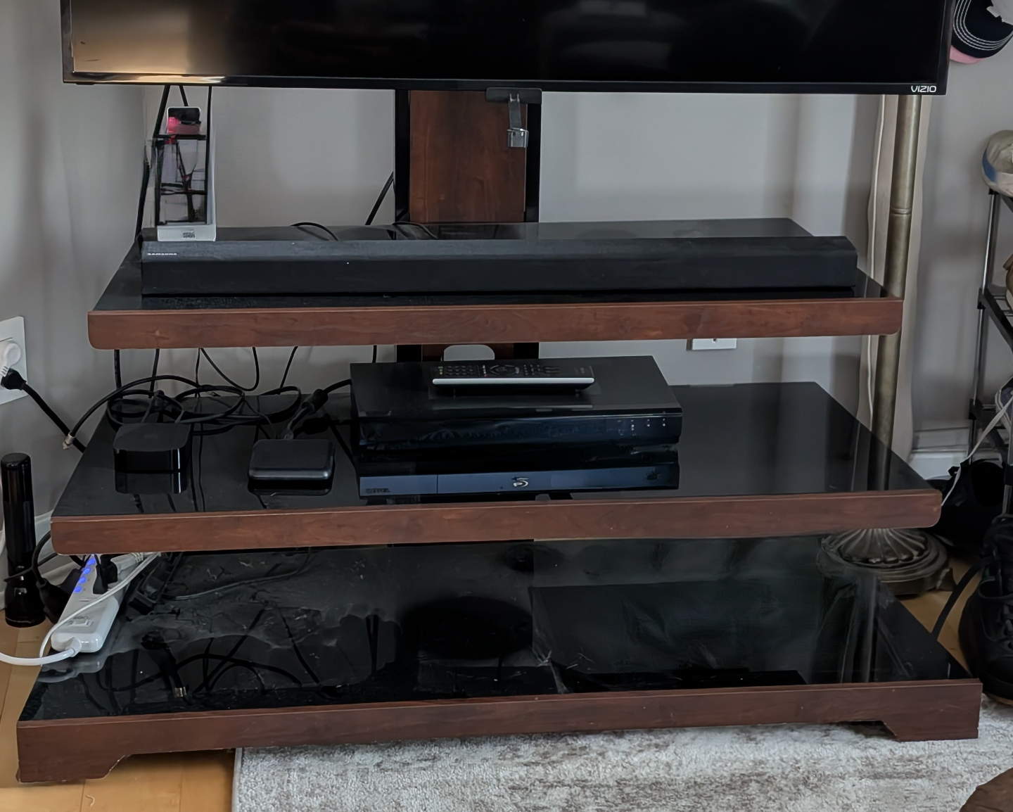50" Vizio TV, and TV Stand with 3 Glass Shelves - photo 2