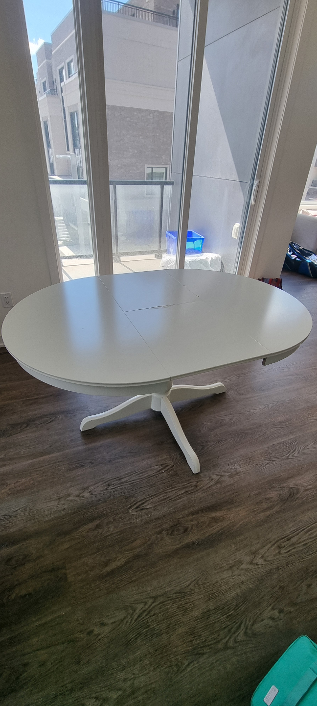 White Oval Extendable Dining Table - photo 2