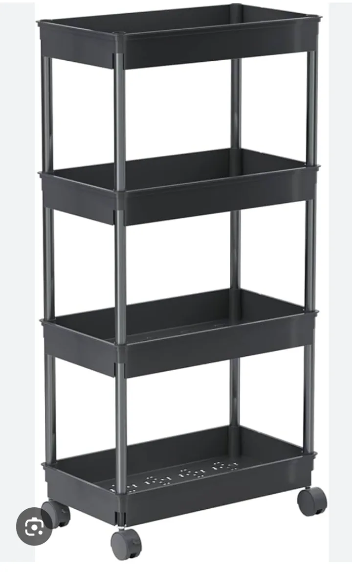 Four-Tier Rolling Storage Cart - Black thumbnail