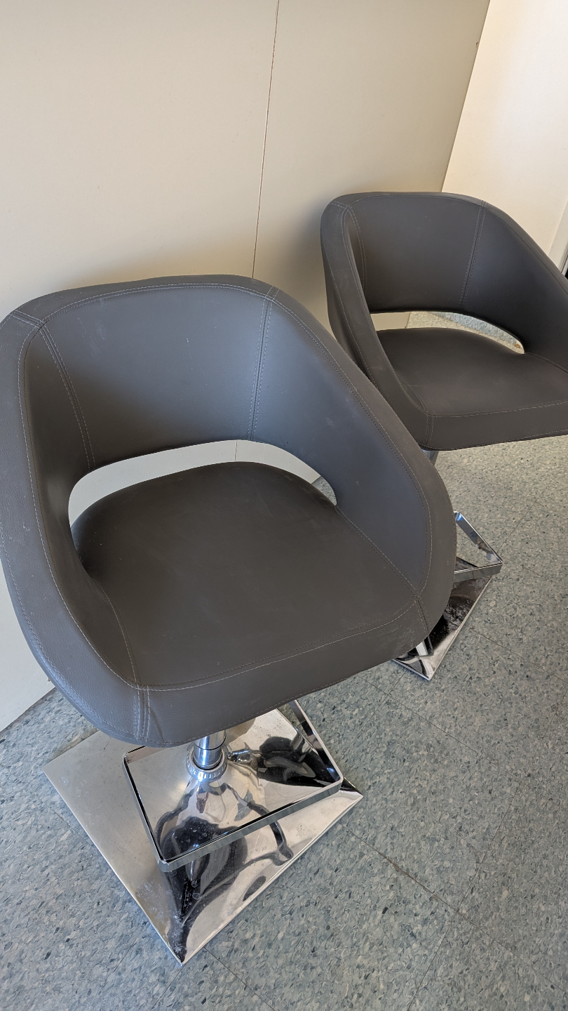 Pair of Modern Dark Grey Swivel Bar Stools
