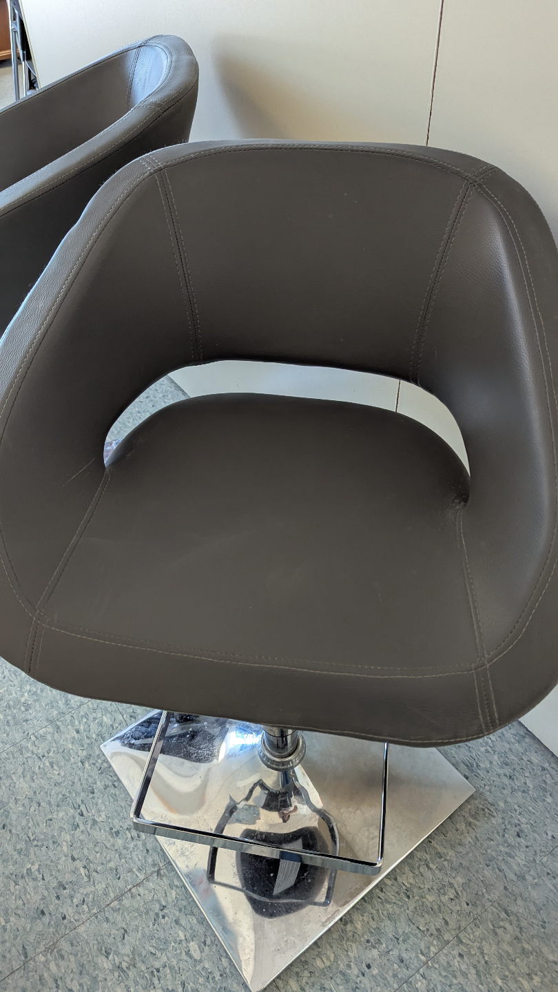 Pair of Modern Dark Grey Swivel Bar Stools - photo 3