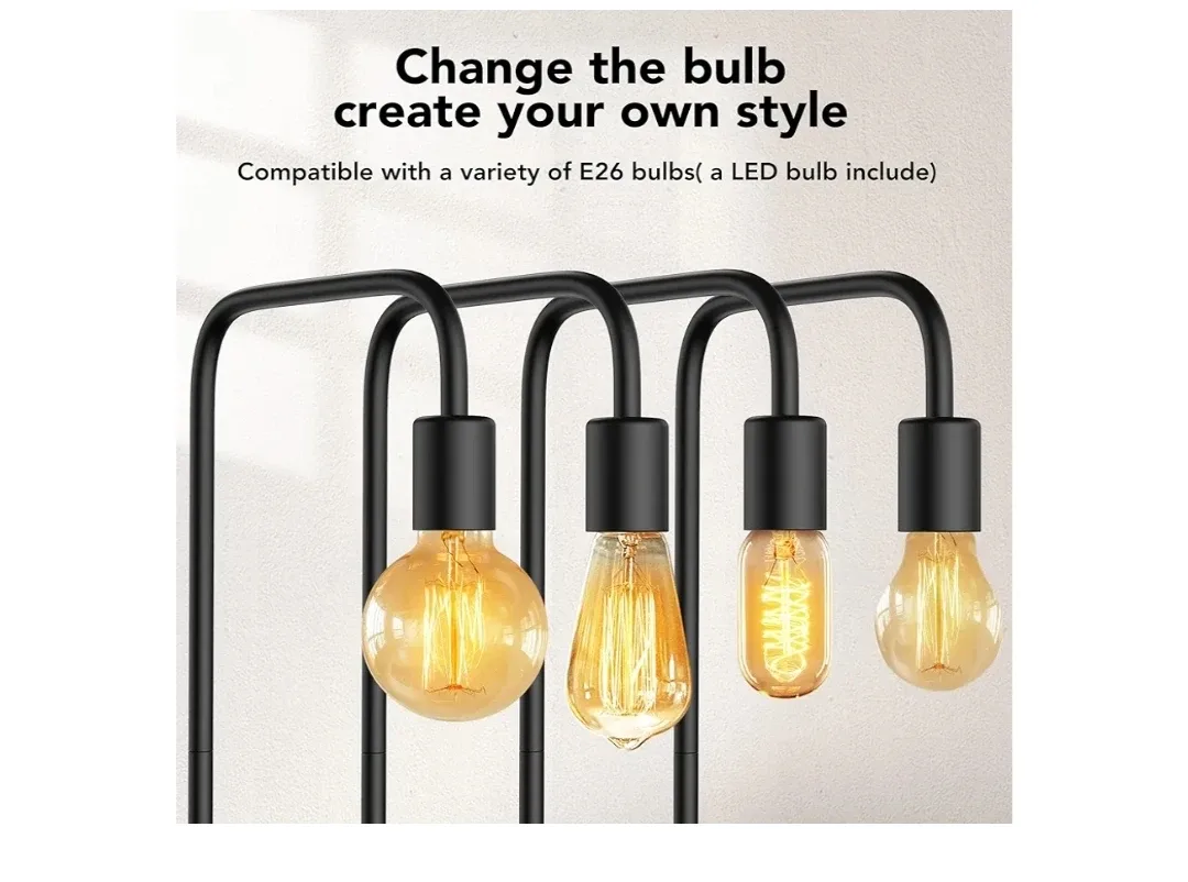 Black Arc Floor Lamp with LED Bulb image indicator(3)