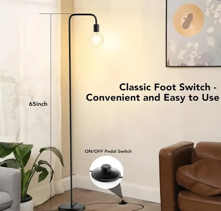 Black Arc Floor Lamp with LED Bulb image indicator(6)
