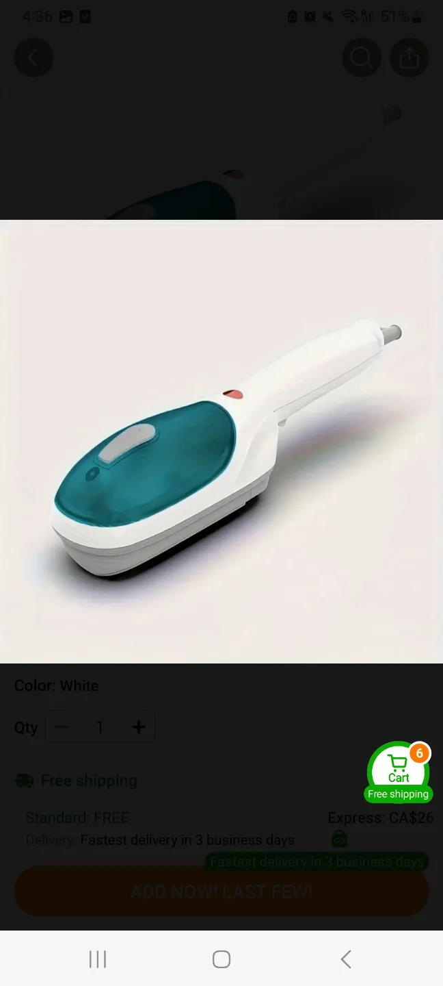 PANCERKA Compact Electric Handheld Steam Iron - White image indicator(2)