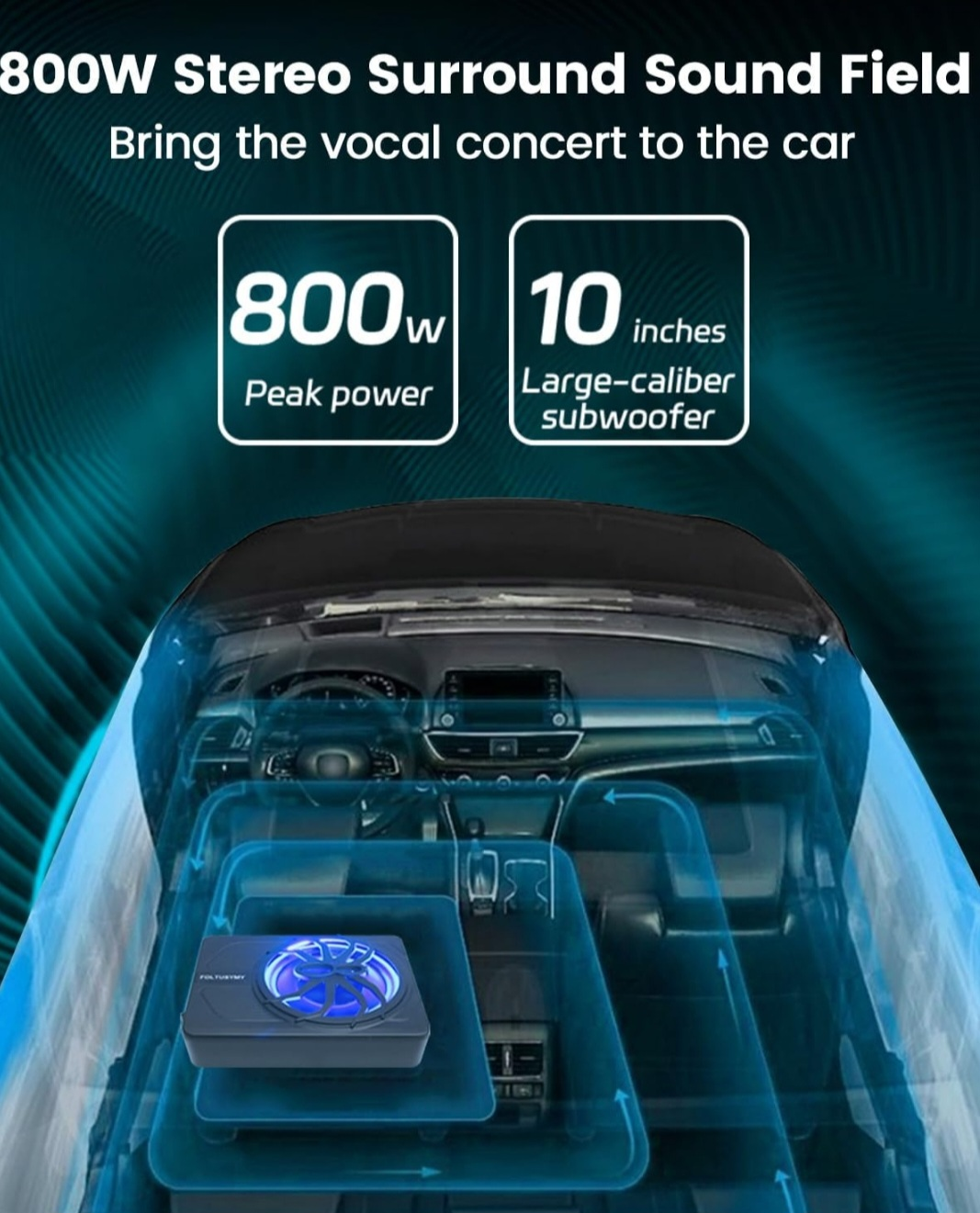10" 800W Powered Car Subwoofer - photo 3