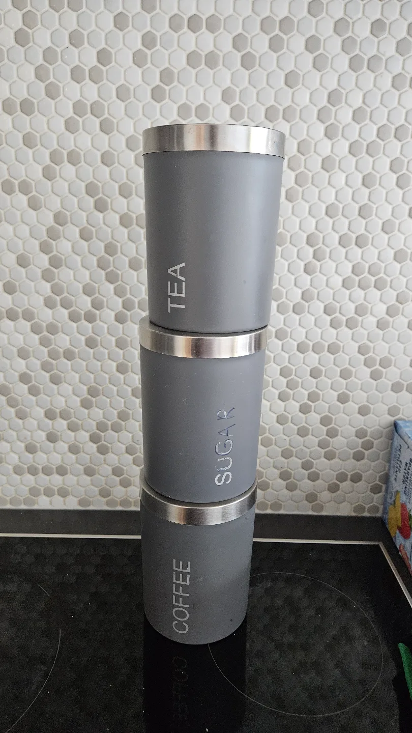 Grey Tea Coffee Sugar Canisters thumbnail