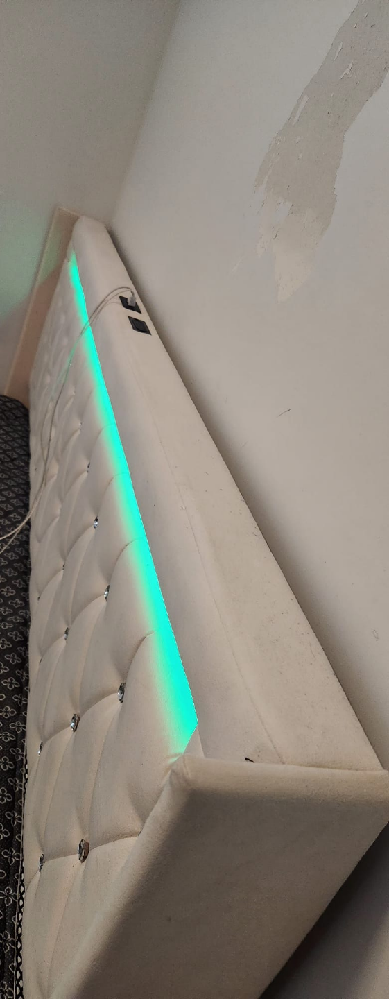king Size Bed Frame with LED Lights and USB Ports