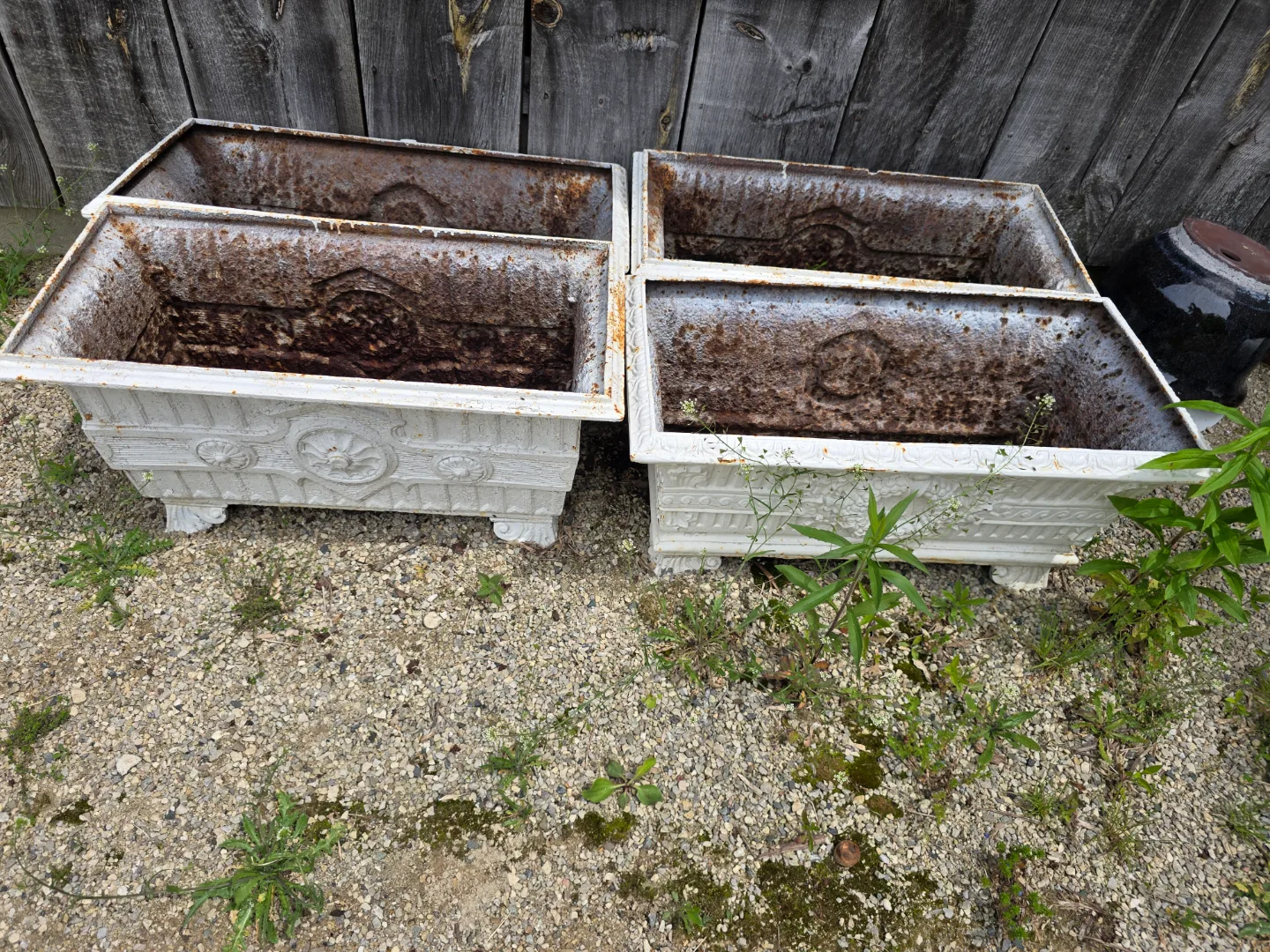 Set of Four Antique Cast Iron Planters thumbnail