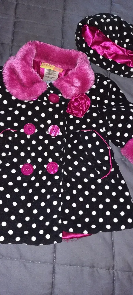 12 month  Adorable Penelope Mack Baby Girl Coat and Hat Set thumbnail