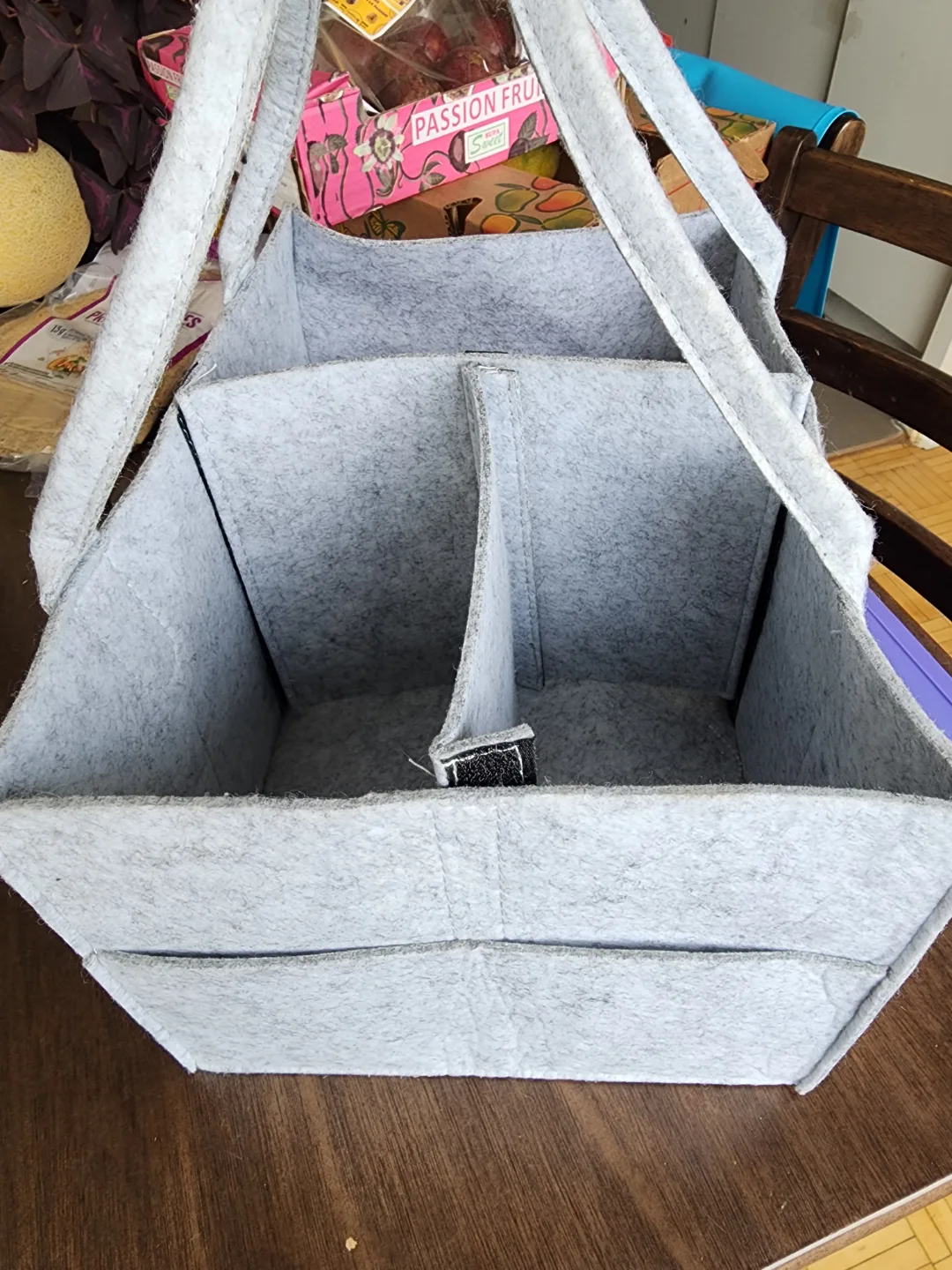 Grey felt organizer basket thumbnail