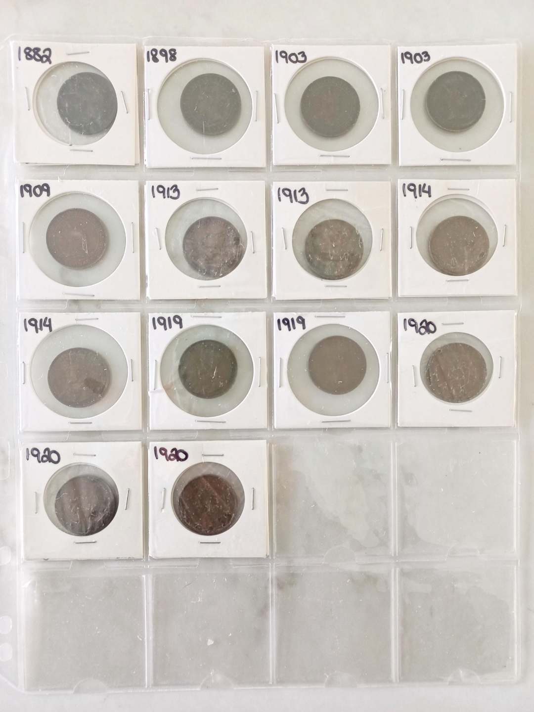 Canadian Large Cent, total 33 coins (1882 to 1920) - photo 2