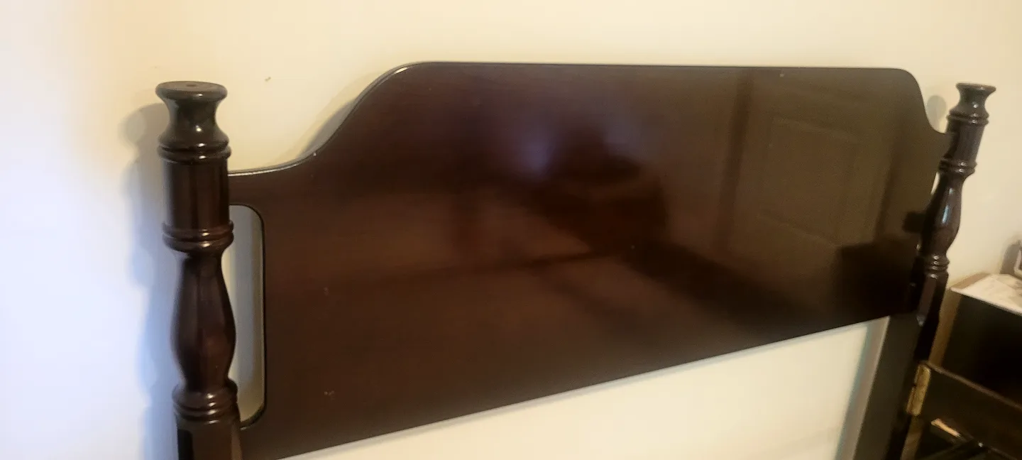 Dark Brown Double Bed Frame with Headboard thumbnail