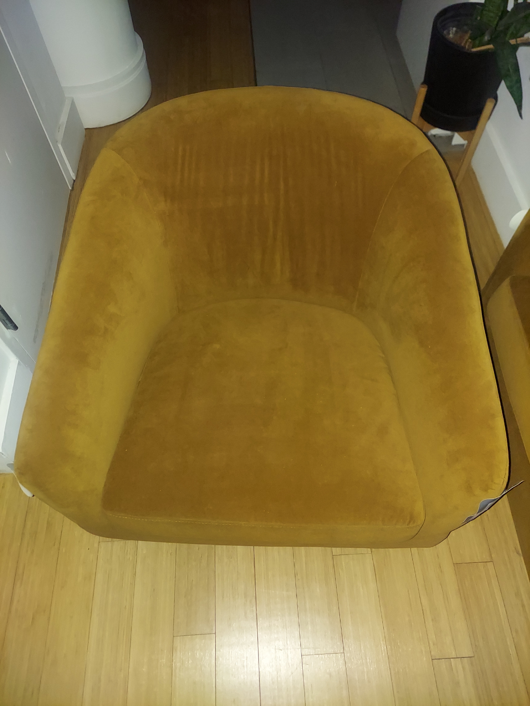 TWO Swivel Mustard Yellow Velvet Accent Chairs - photo 5