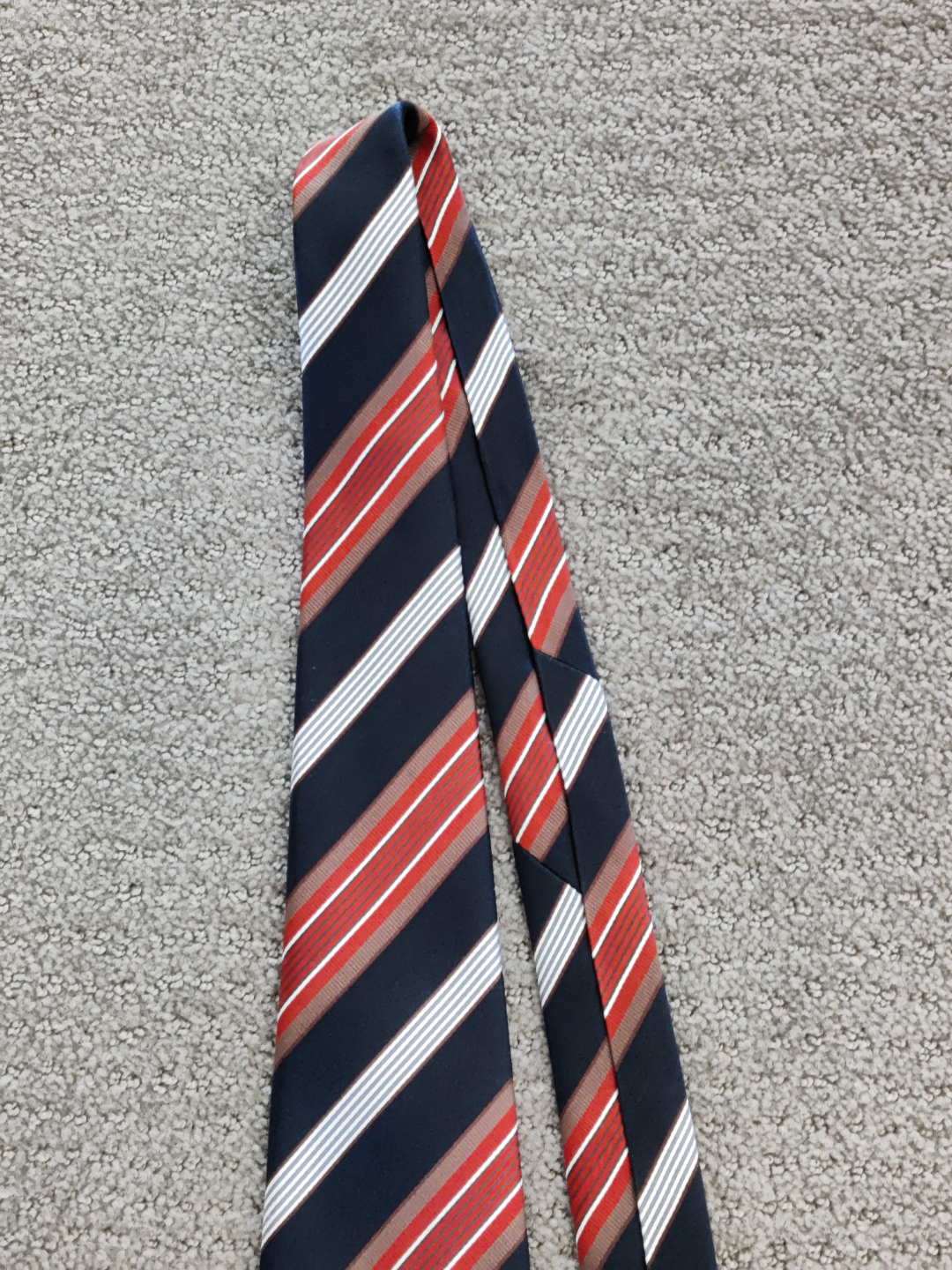 Men's Silk Neck Ties - Mantles - 100% Silk - Navy Blue / Orange - photo 2