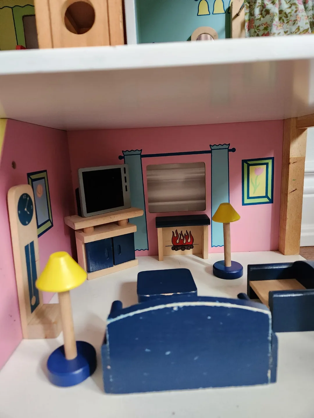 Vintage Wooden Dollhouse with Furniture image indicator(3)