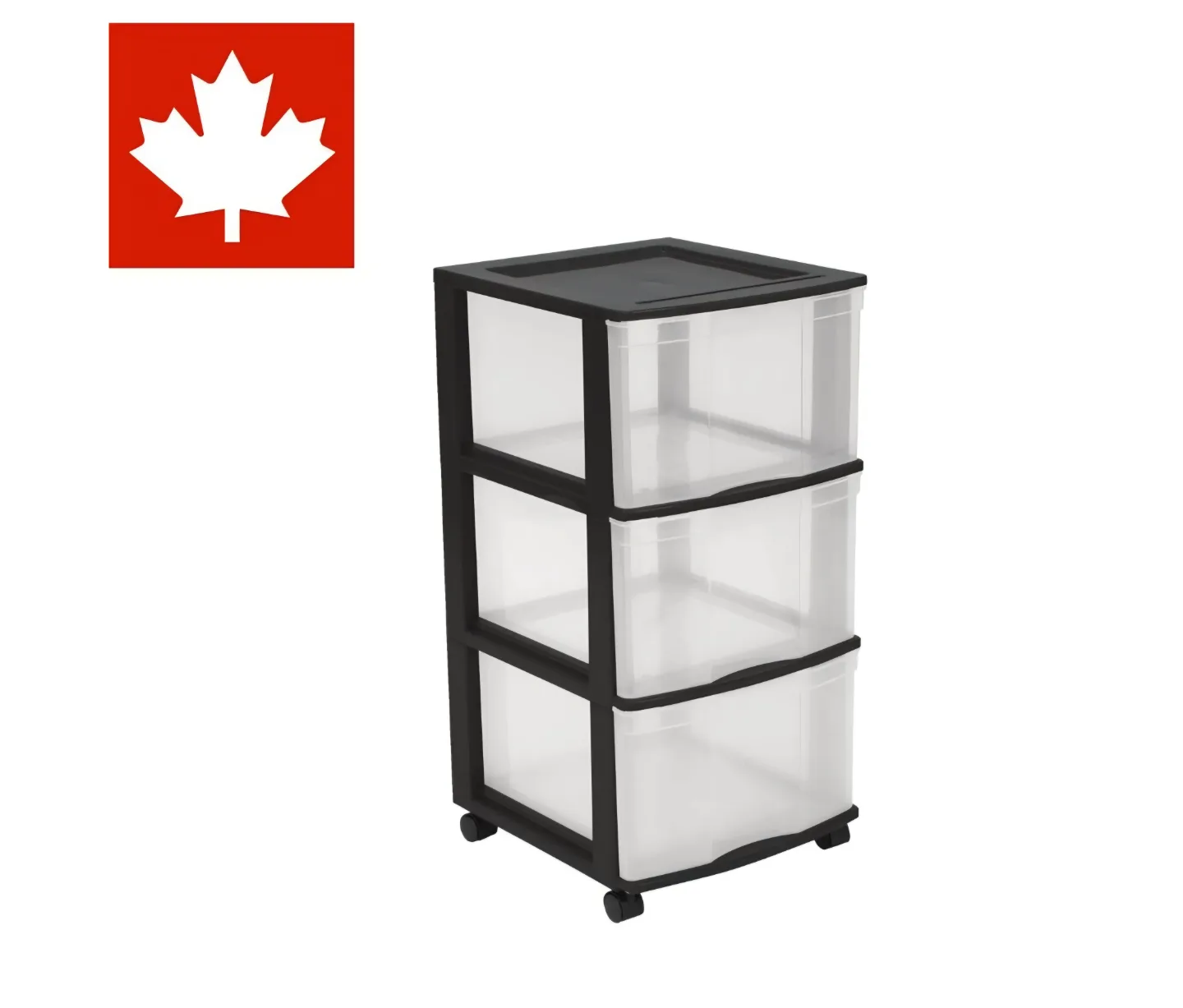 3-Drawer Rolling Storage Cart - Clear/Black thumbnail