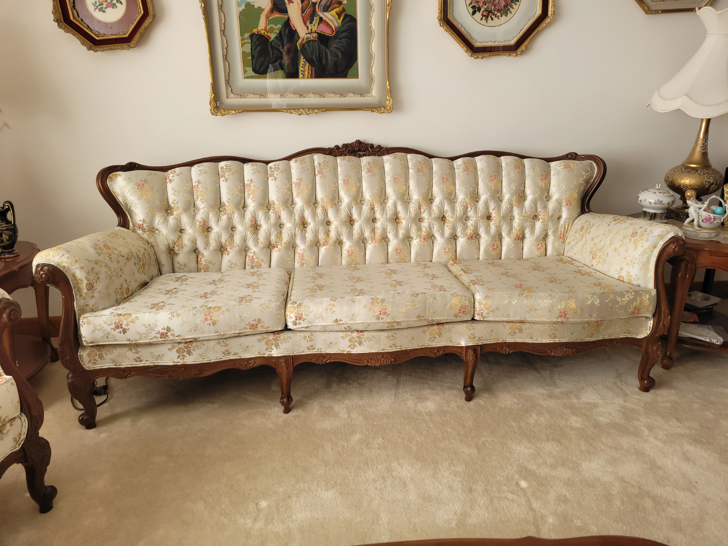 Vintage Floral Accent Chair and Sofa Set