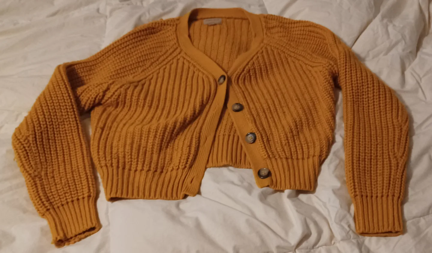 Mustard Yellow Knit Cardigan Sweater image indicator(2)