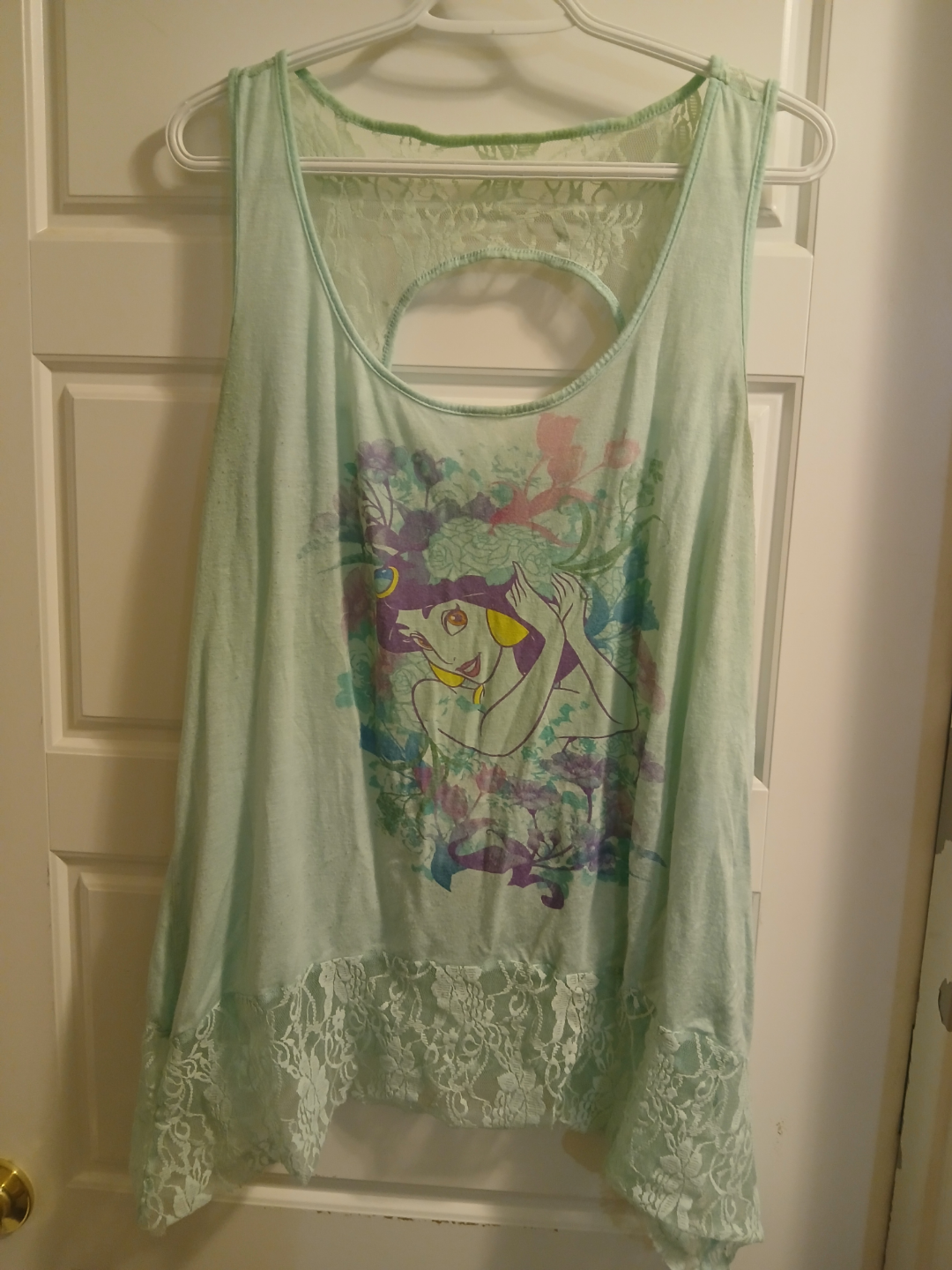 Mint Green Jasmine Disney Tank Top with Lace