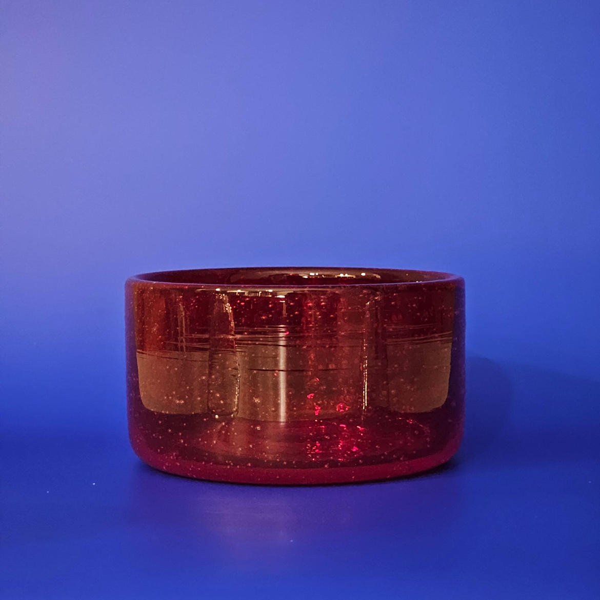 Shop Garage Sale: Blown Glass Red Candle Holder or Bowl Large