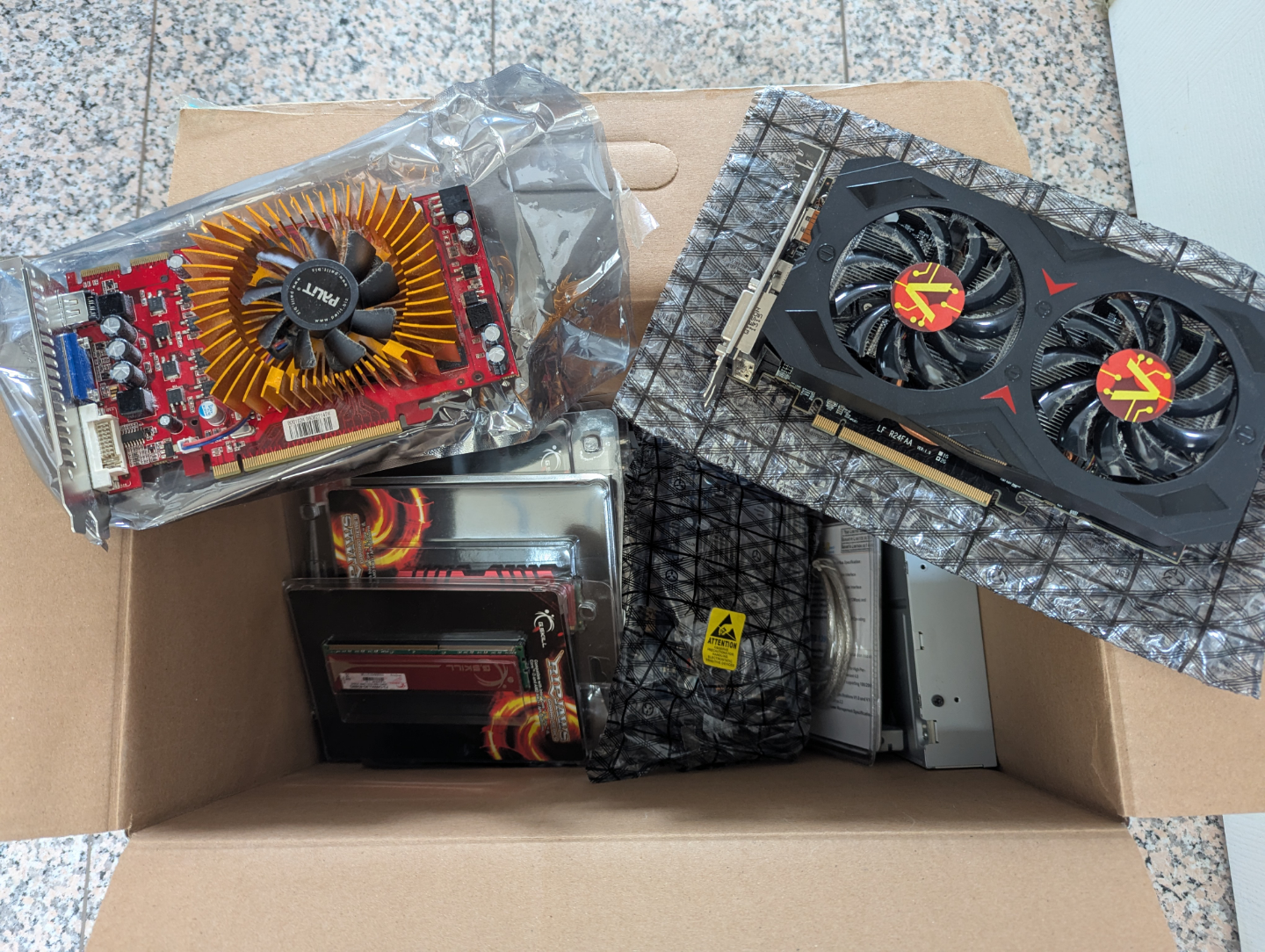 Box of PC parts - Graphics cards, RAM, more!