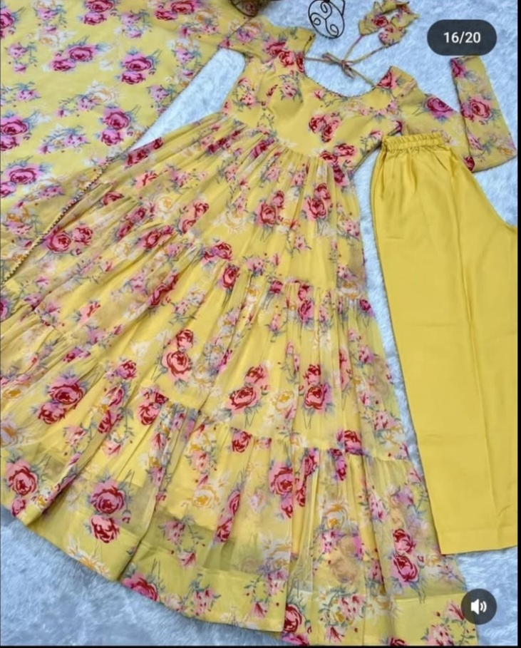 Yellow floral three-piece suit
