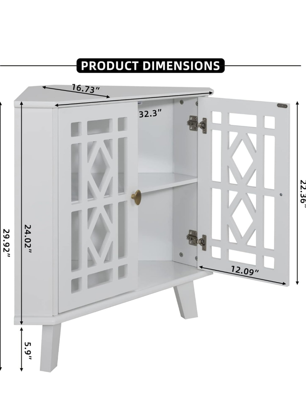 Scuttry White Corner Cabinet with Geometric Cutouts - photo 3