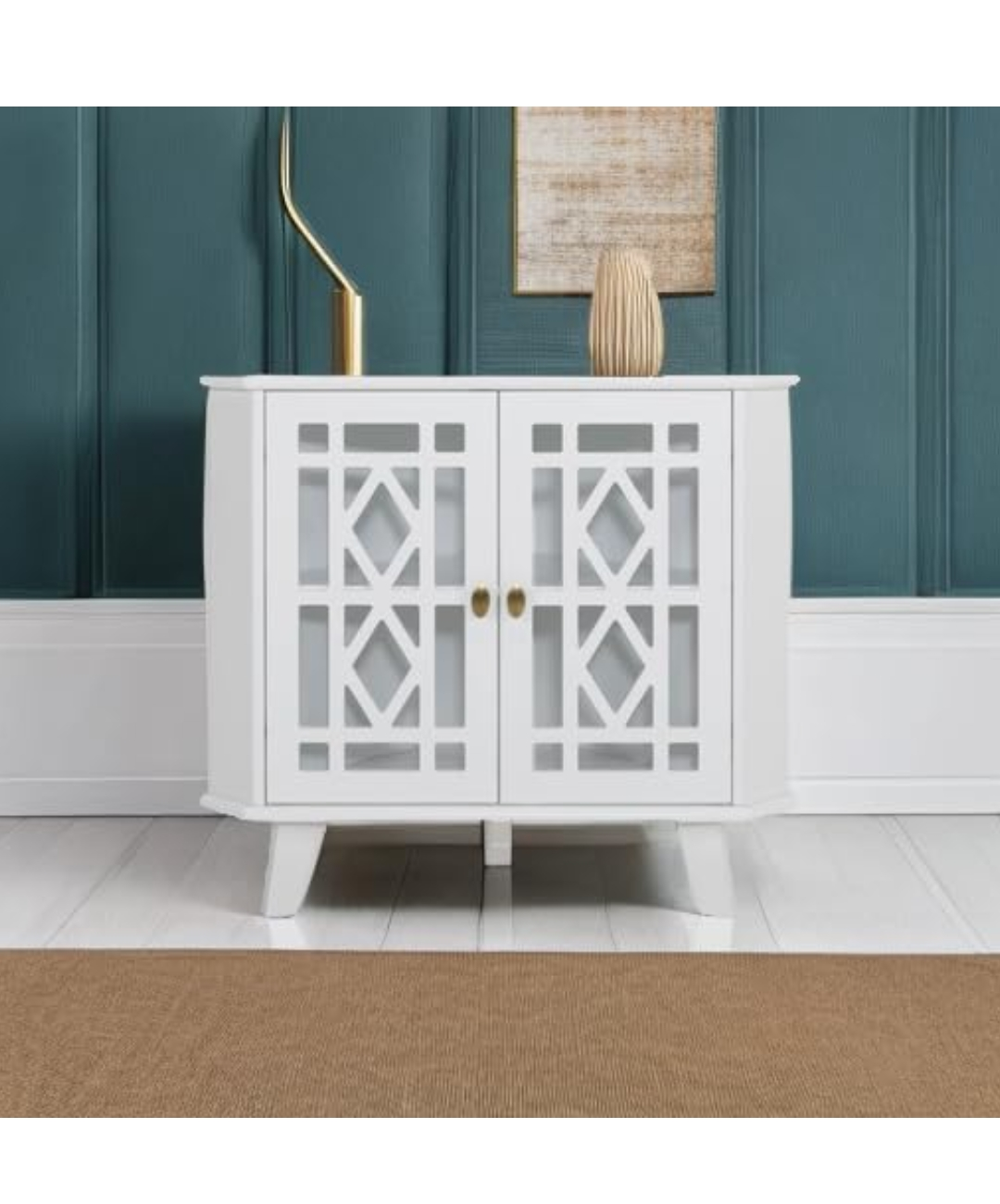 Scuttry White Corner Cabinet with Geometric Cutouts - photo 5