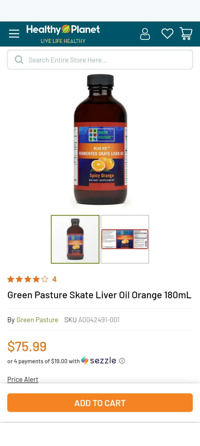 Green Pasture Fermented Skate Liver Oil - Orange Flavour - 180ml image indicator(2)