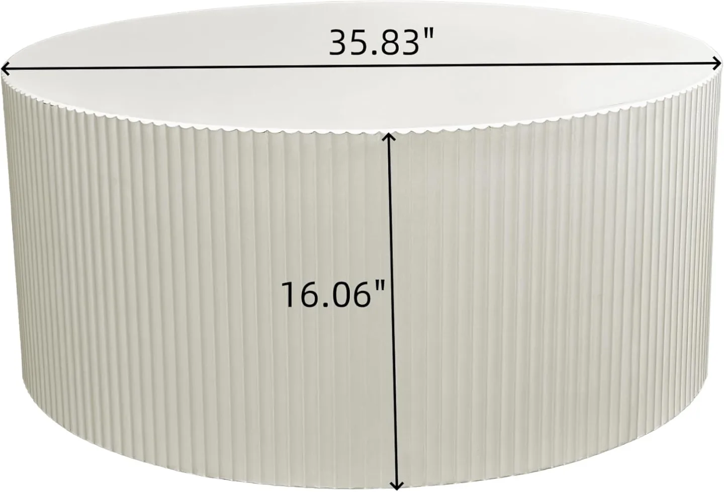 Minheola Modern Beige Round Coffee Table with Fluted Wave Design image indicator(7)