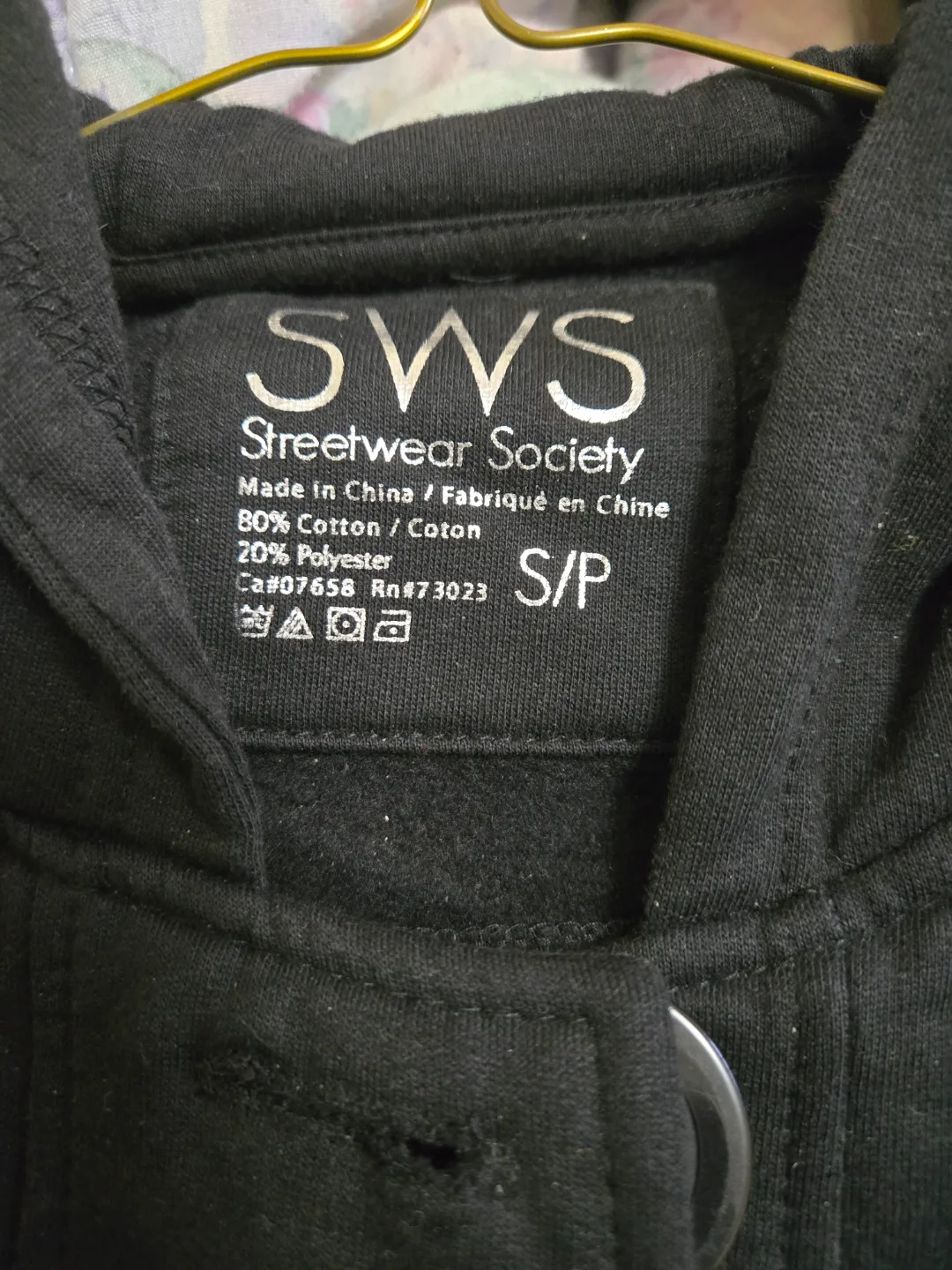 SWS Streetwear Society Black Hooded Jacket - Size S/P image indicator(3)