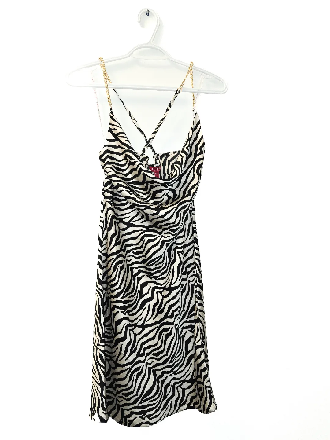 GUESS Zebra Print Silk Slip Dress Size Small thumbnail