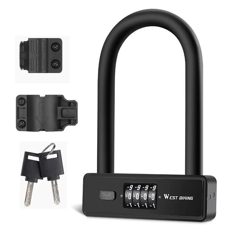 WEST BIKING Bike U-Lock with Combination and Keys thumbnail