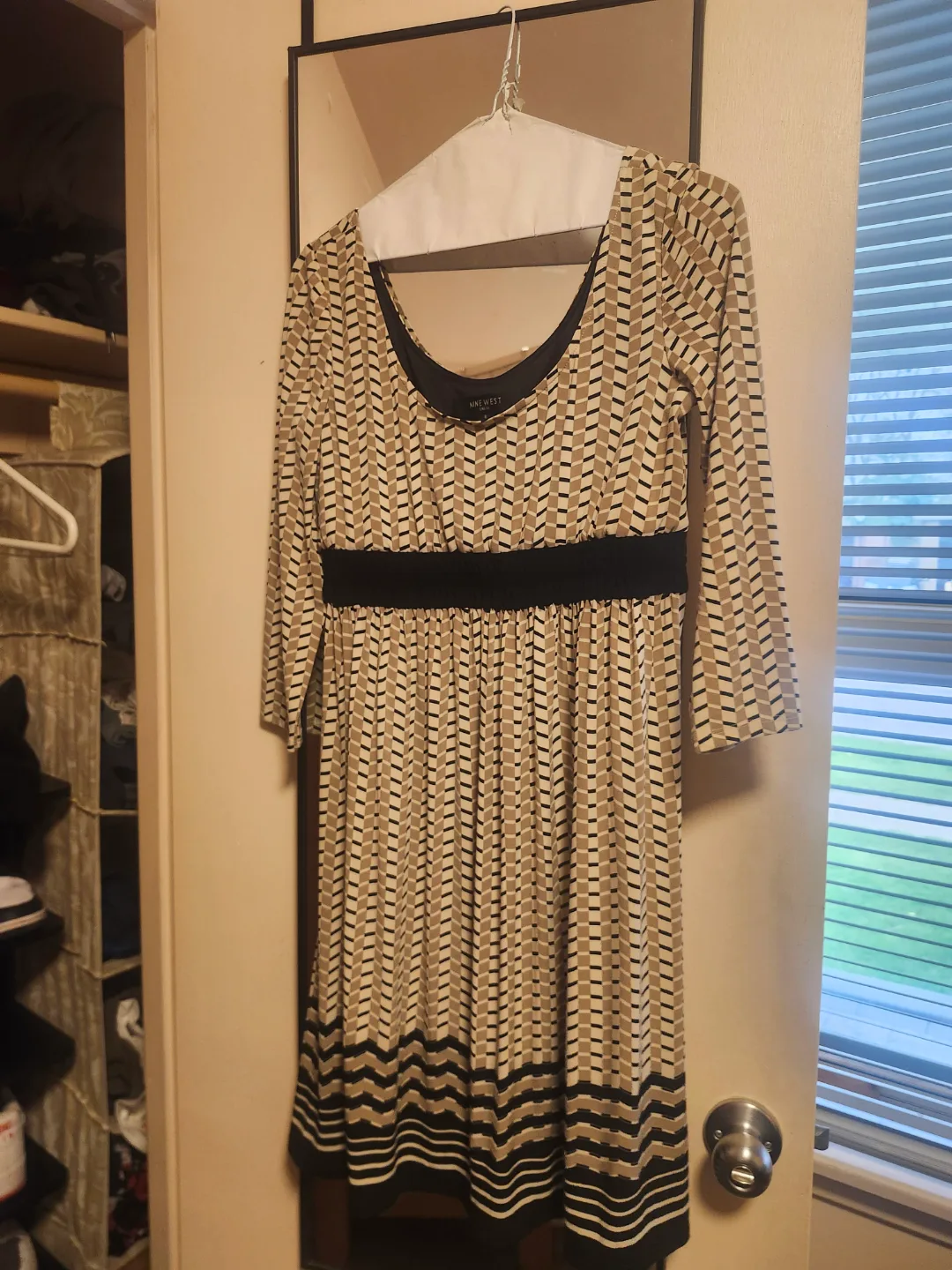 Nine West Beige and Black Geometric Dress thumbnail