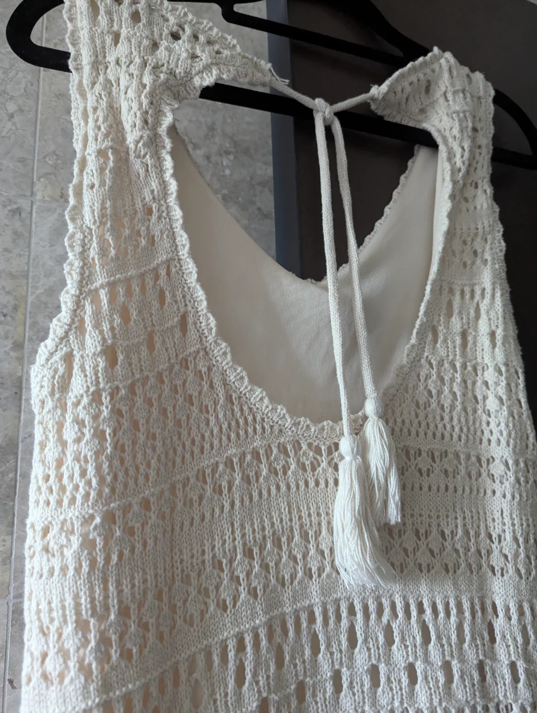 Freshman 1996 Cream-coloured Crochet Mini Dress image indicator(3)