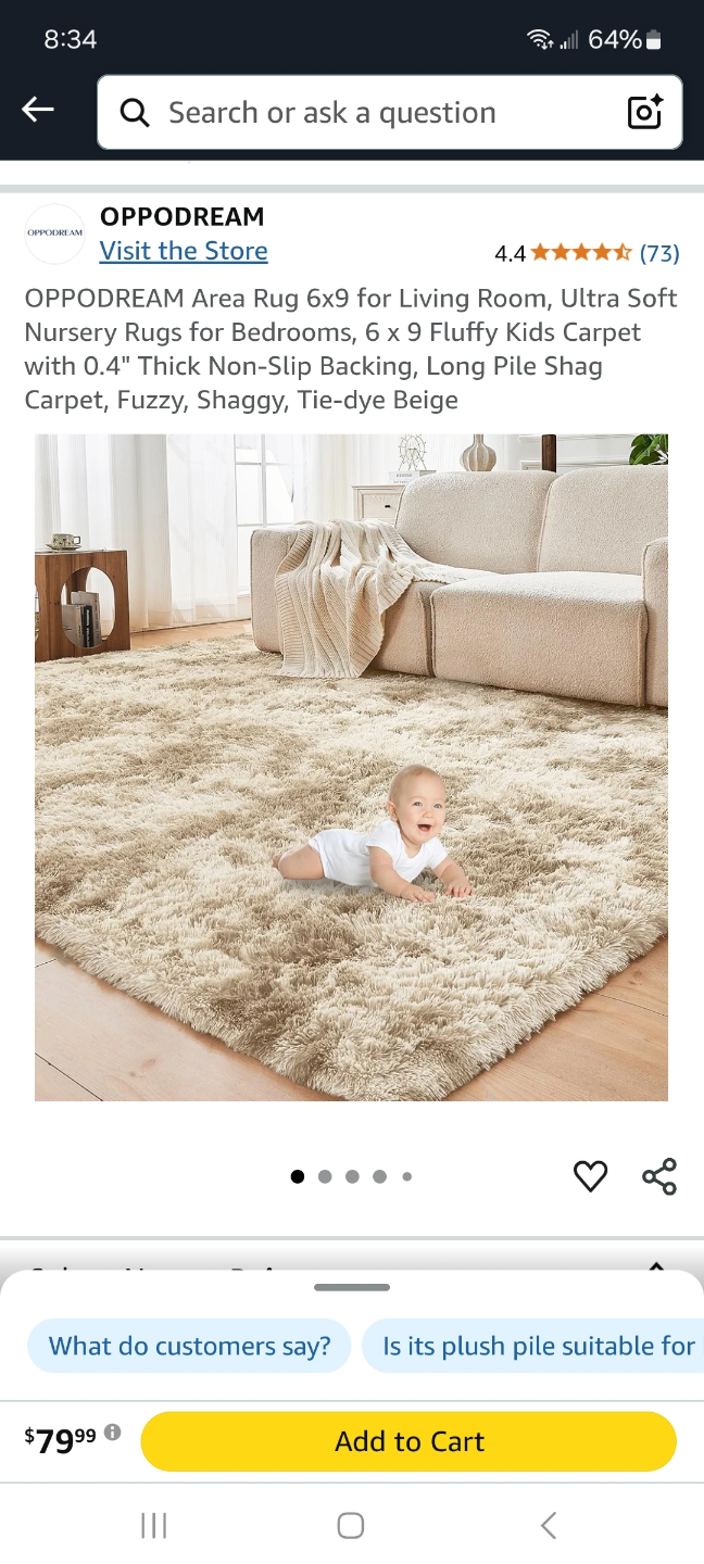 OPPODREAM 6x9 Area Rug - Beige Shag Carpet