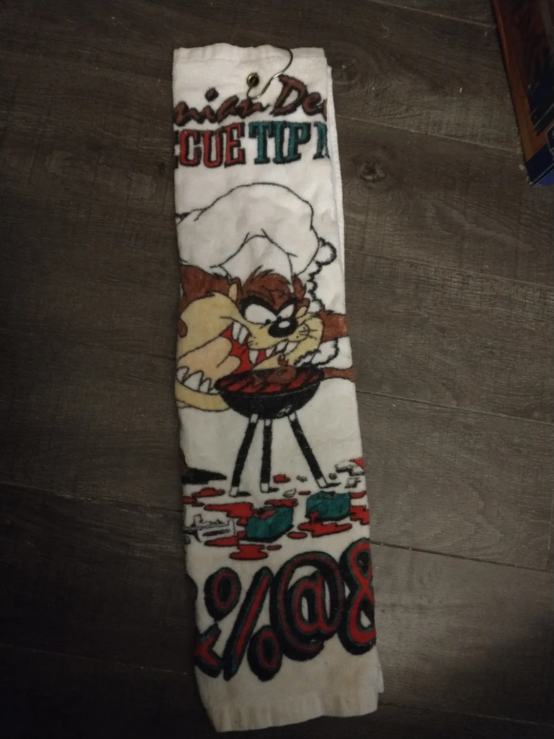 NEW!!! 1990'S VINTAGE LOONEY TUNES TASMANIAN DEVIL BBQ TOWEL thumbnail