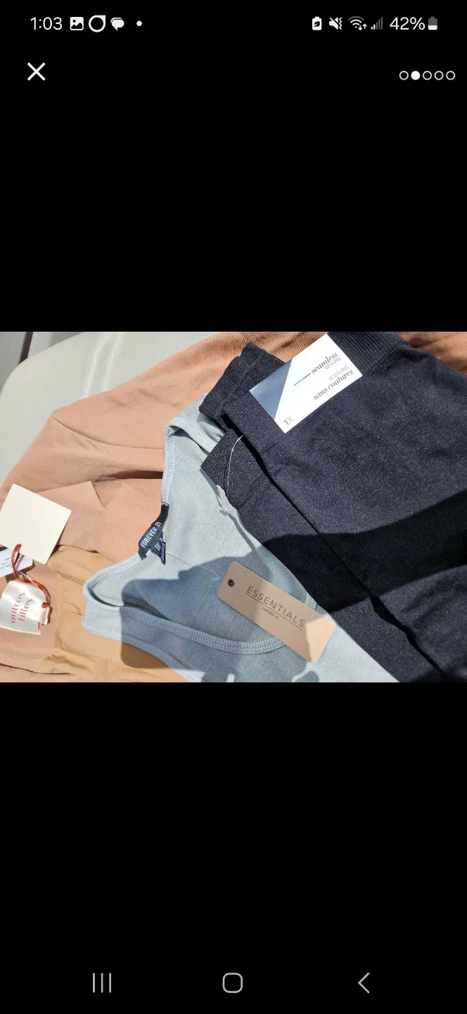 Women's Blue Slip-on Shoes and Assorted Clothing Bundle thumbnail