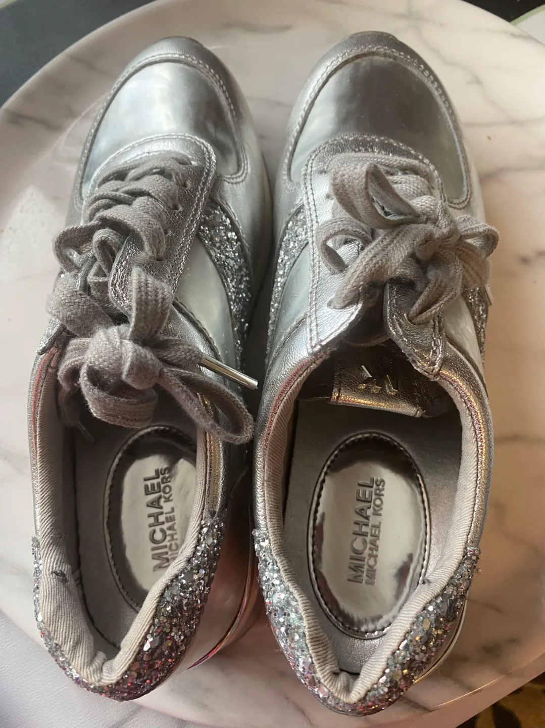 Michael Kors Silver Glitter Sneakers thumbnail